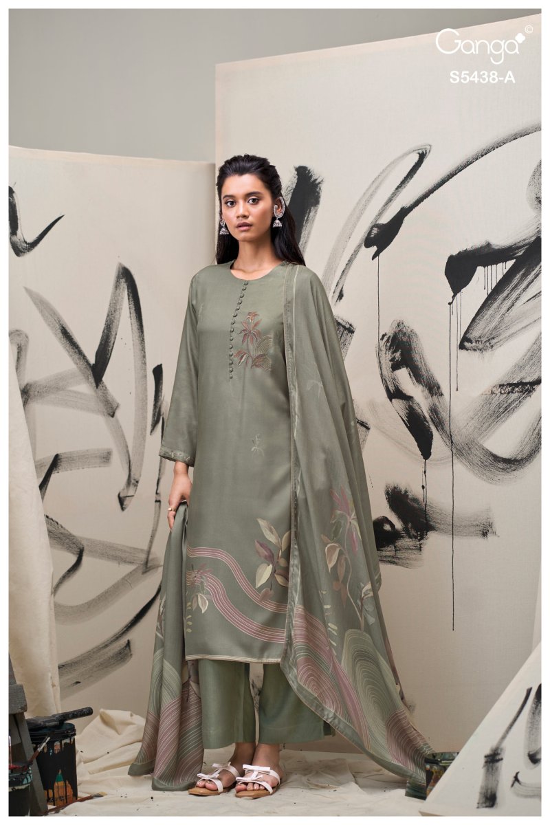 Dreaka 5438 By Ganga Wool Pashmina Dress Materials